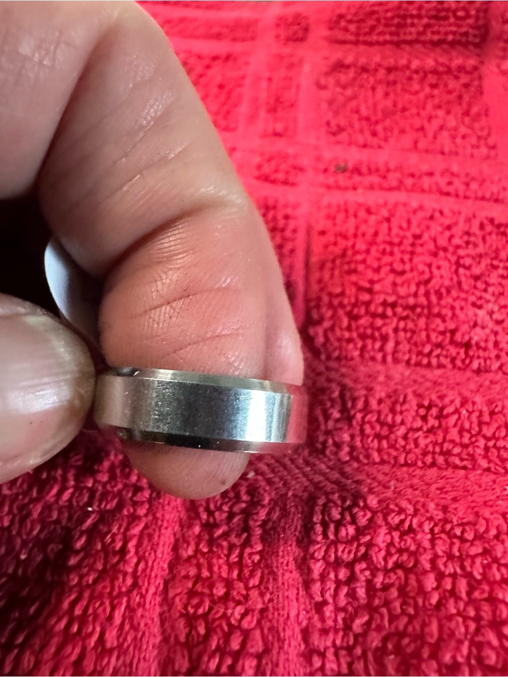 Stainless steel Tone Men's Band Ring - Silver size 7